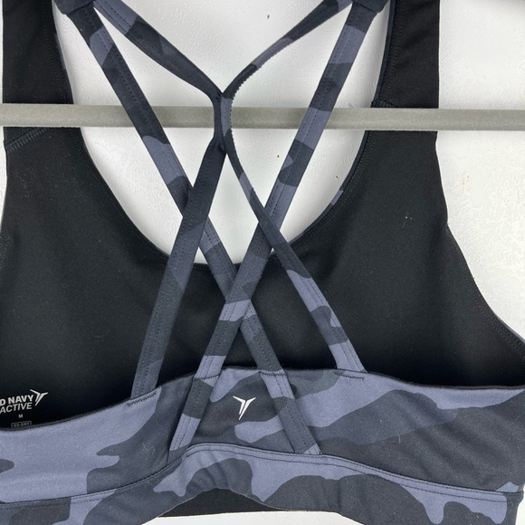 Old Navy Active Go-Dry Sports Bra Strappy Camo Print Gray Black Size Medium - Picture 7 of 8